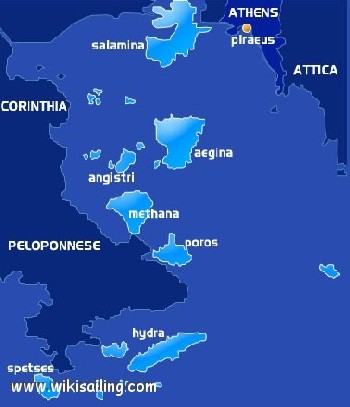 Nisidhes Saroniques et la côte S et Est du Péloponèse (Grèce)